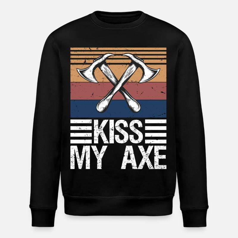 Lumberjack Axe Chop Wood Gift - Stanley/Stella ROLLER Unisex Organic Sweatshirt - black