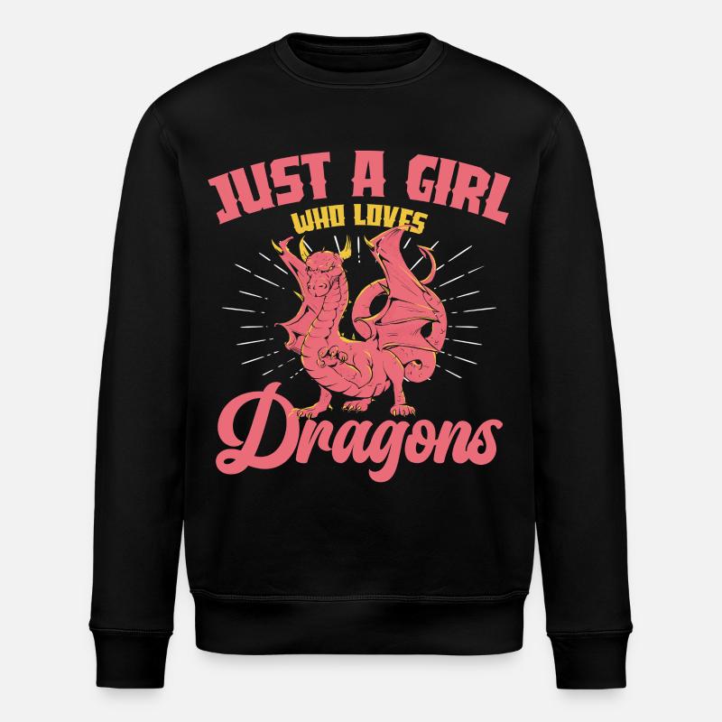 Nur ein Mädchen liebt Drachen - Stanley/Stella Unisex Bio-Sweatshirt ROLLER - Schwarz