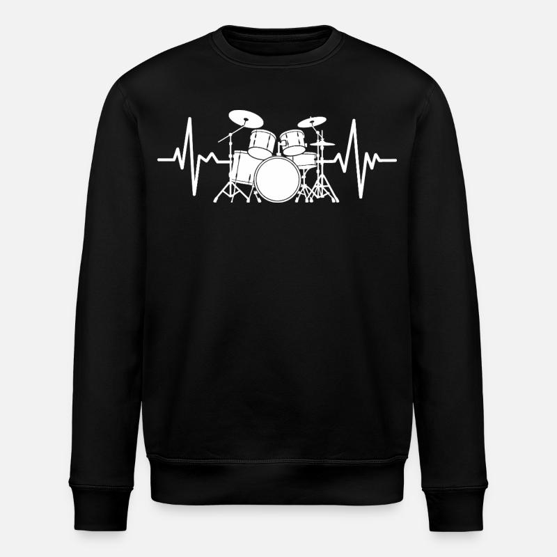 Heartbeat Drumset Pattern - Stanley/Stella ROLLER Unisex Organic Sweatshirt - black