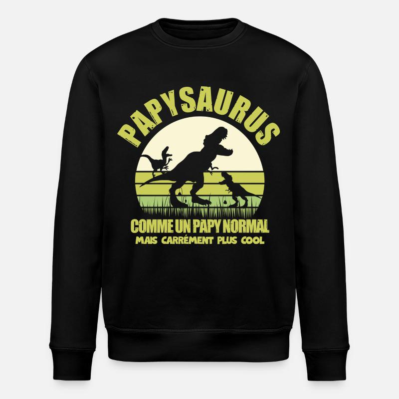 Papysaurus als normaler Opa-Humor - Stanley/Stella Unisex Bio-Sweatshirt ROLLER - Schwarz