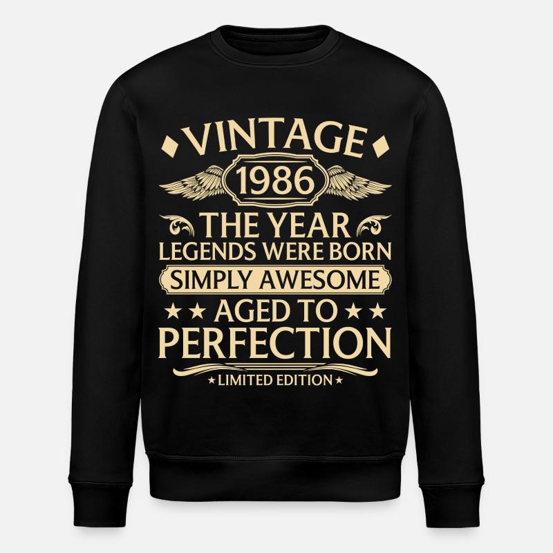 40e anniversaire Millésime 1986 Naissance - Sweat bio ROLLER Stanley/Stella Unisexe - noir