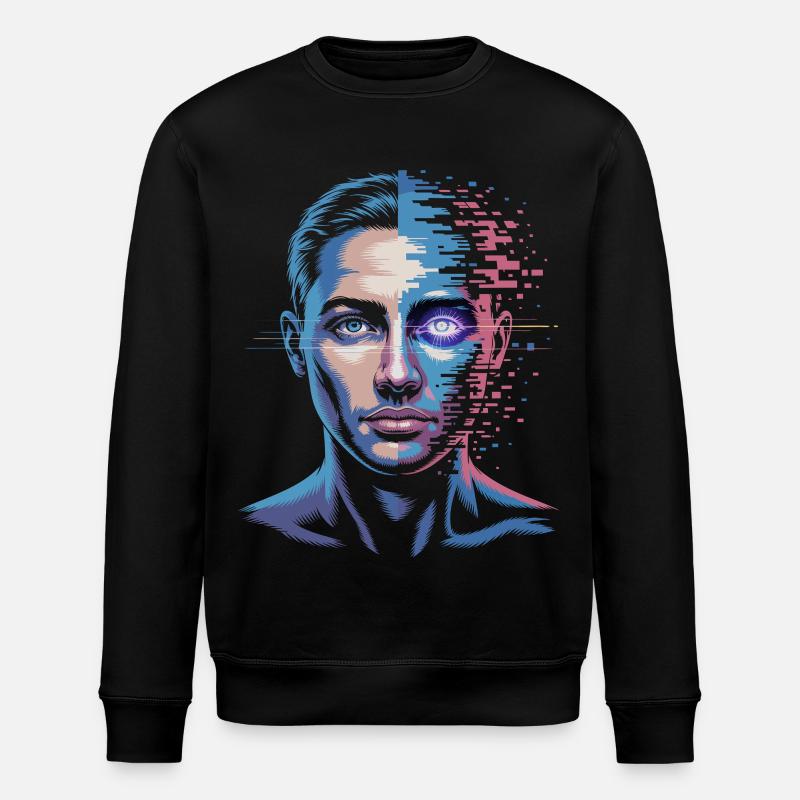 Digitaler Mensch mit Glitch-Effekt - Stanley/Stella Unisex Bio-Sweatshirt ROLLER - Schwarz