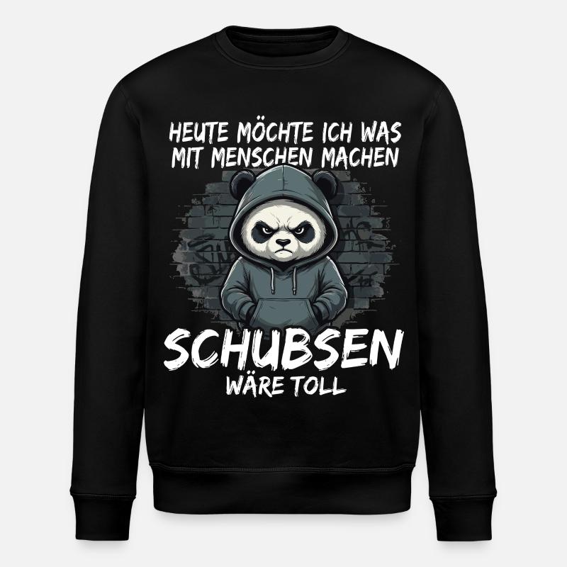 Grim Panda – Sarcastic Shoving - Stanley/Stella ROLLER Unisex Organic Sweatshirt - black