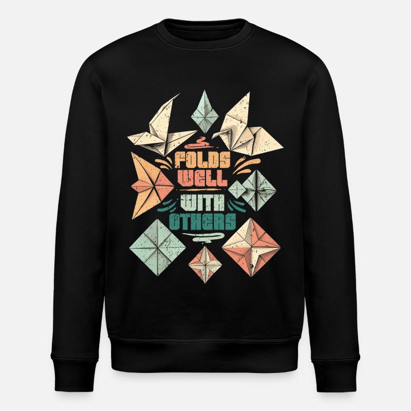 Origami Fold Well With Others - Stanley/Stella Unisex Bio-Sweatshirt ROLLER - Schwarz