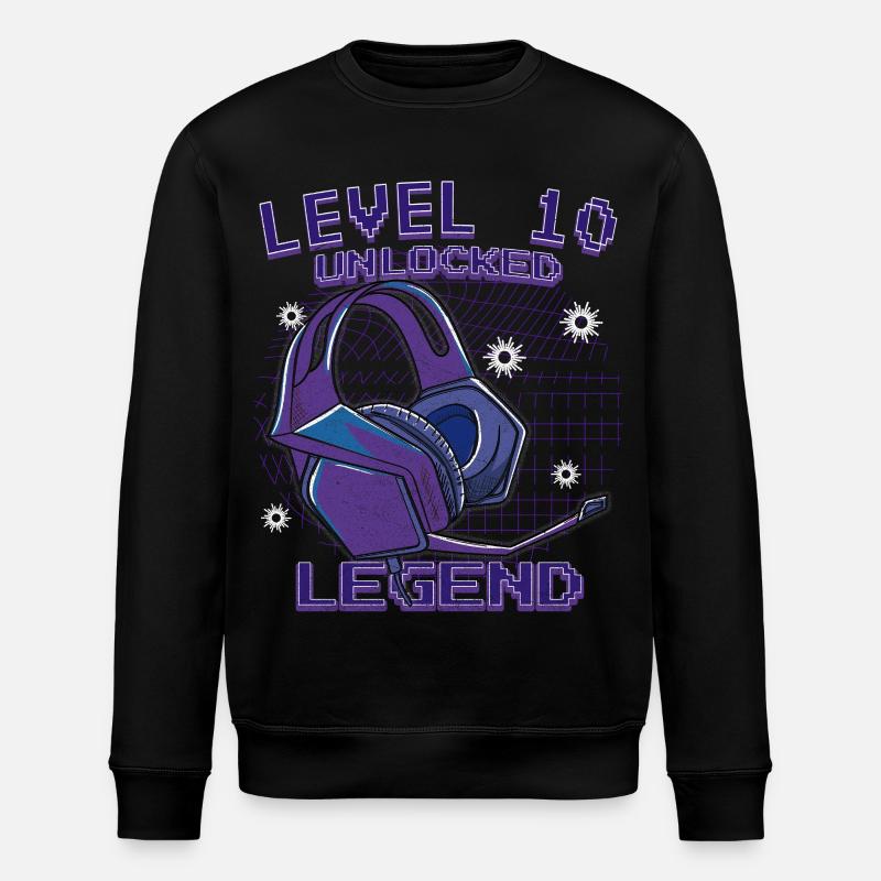 Level 10 Unlocked Legend - Stanley/Stella ROLLER Unisex Organic Sweatshirt - black