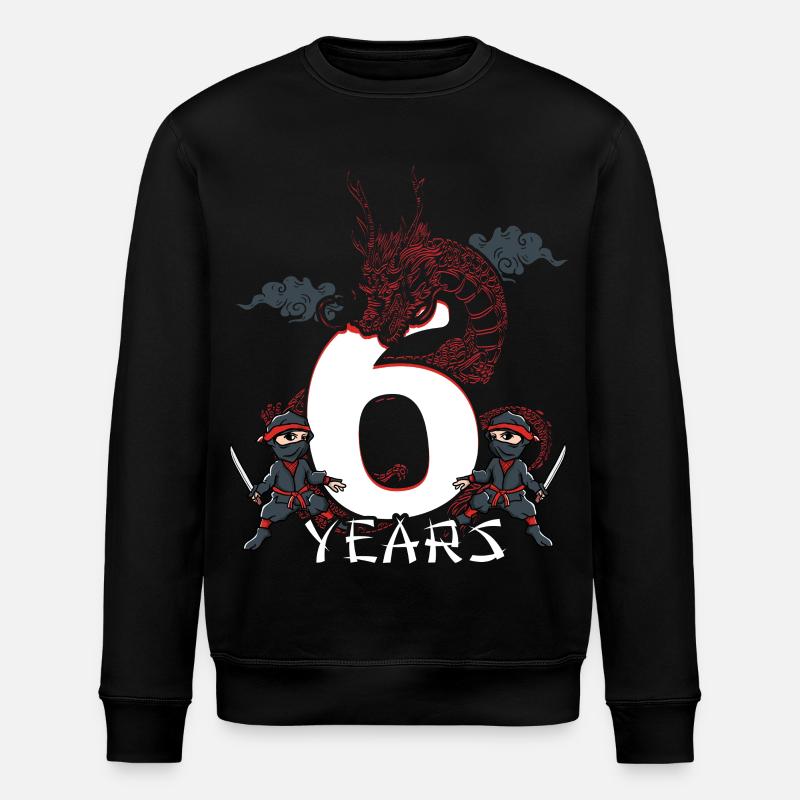 Sechs Jahre Drachen Ninja Jubiläum - Stanley/Stella Unisex Bio-Sweatshirt ROLLER - Schwarz