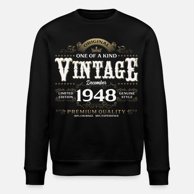 77e anniversaire Millésime décembre 1948 - Sweat bio ROLLER Stanley/Stella Unisexe - noir