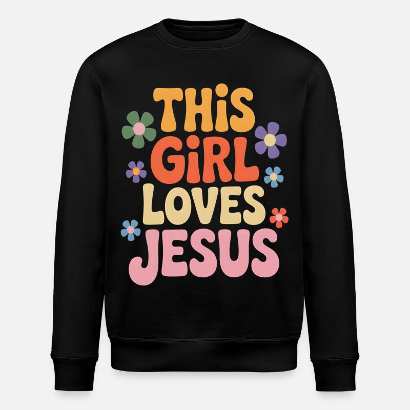 Dieses Mädchen liebt Jesus - Stanley/Stella Unisex Bio-Sweatshirt ROLLER - Schwarz