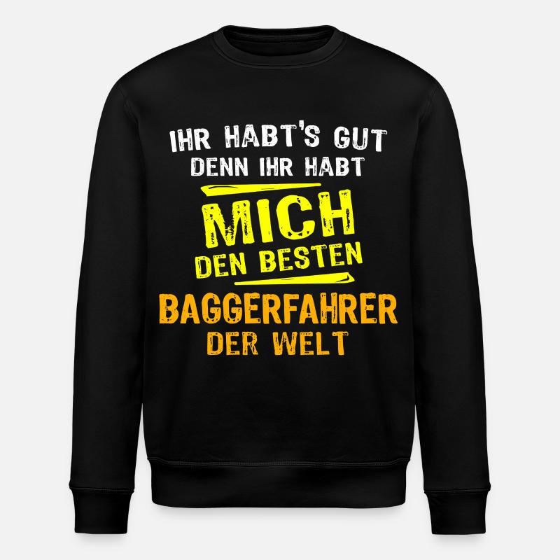 Baggerfahrer Geschenk - Stanley/Stella Unisex Bio-Sweatshirt ROLLER - Schwarz