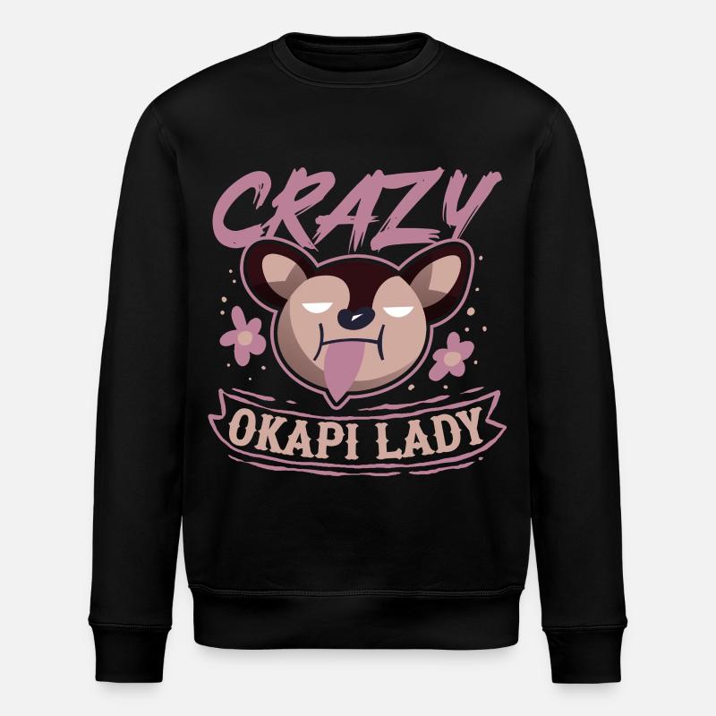 Crazy Okapi Lady - Stanley/Stella Unisex Bio-Sweatshirt ROLLER - Schwarz
