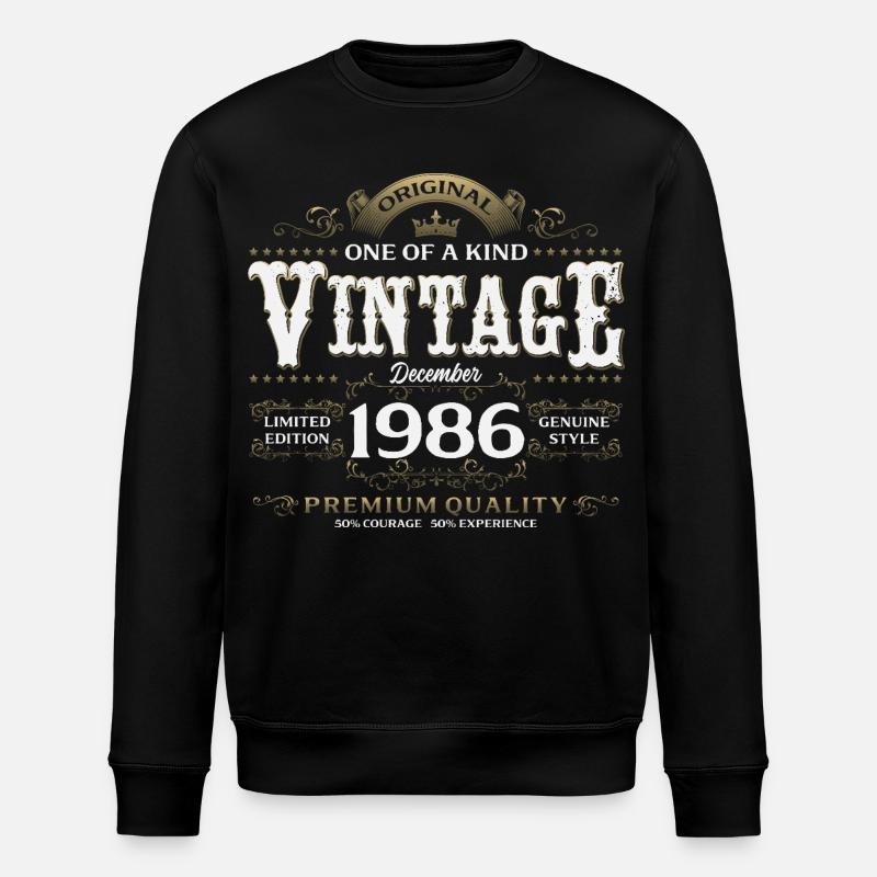 39e anniversaire Millésime décembre 1986 - Sweat bio ROLLER Stanley/Stella Unisexe - noir