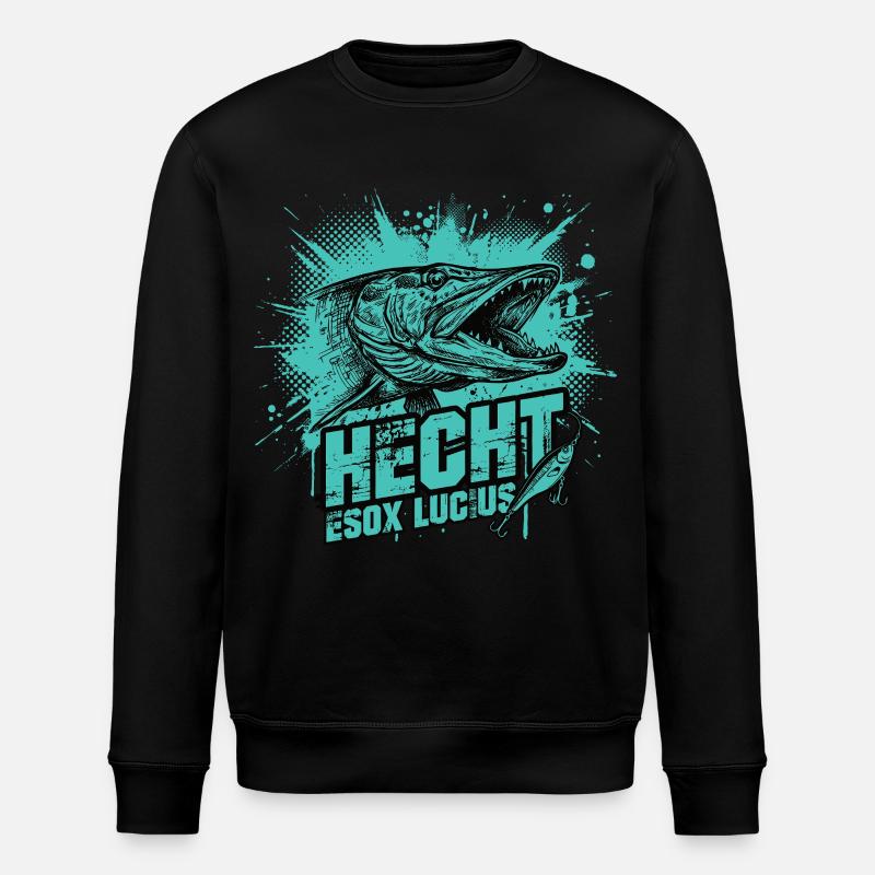 Hecht – Esox Lucius: Der Jäger - Stanley/Stella Unisex Bio-Sweatshirt ROLLER - Schwarz