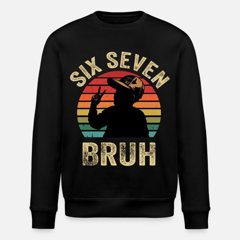 SechsSieben Bruh Retro Silhouette - Stanley/Stella Unisex Bio-Sweatshirt ROLLER - Schwarz