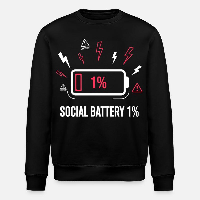 Social Battery 1% Akku - Stanley/Stella Unisex Bio-Sweatshirt ROLLER - Schwarz