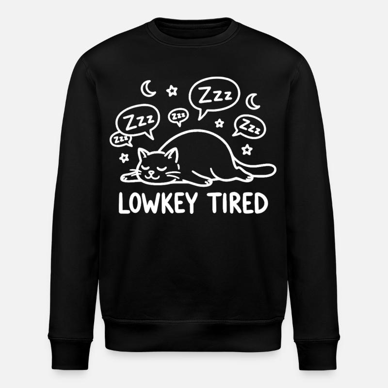 Lowkey Tired Schlafende Katze - Stanley/Stella Unisex Bio-Sweatshirt ROLLER - Schwarz