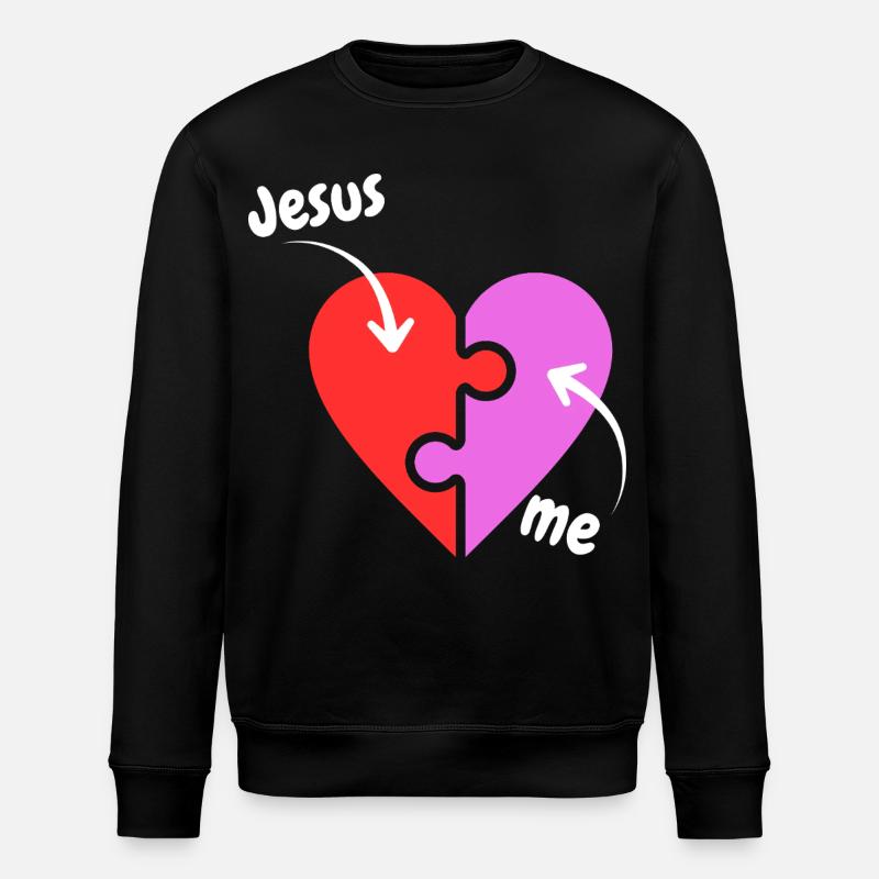 Jesus and me puzzle Heart - christlich - Stanley/Stella Unisex Bio-Sweatshirt ROLLER - Schwarz