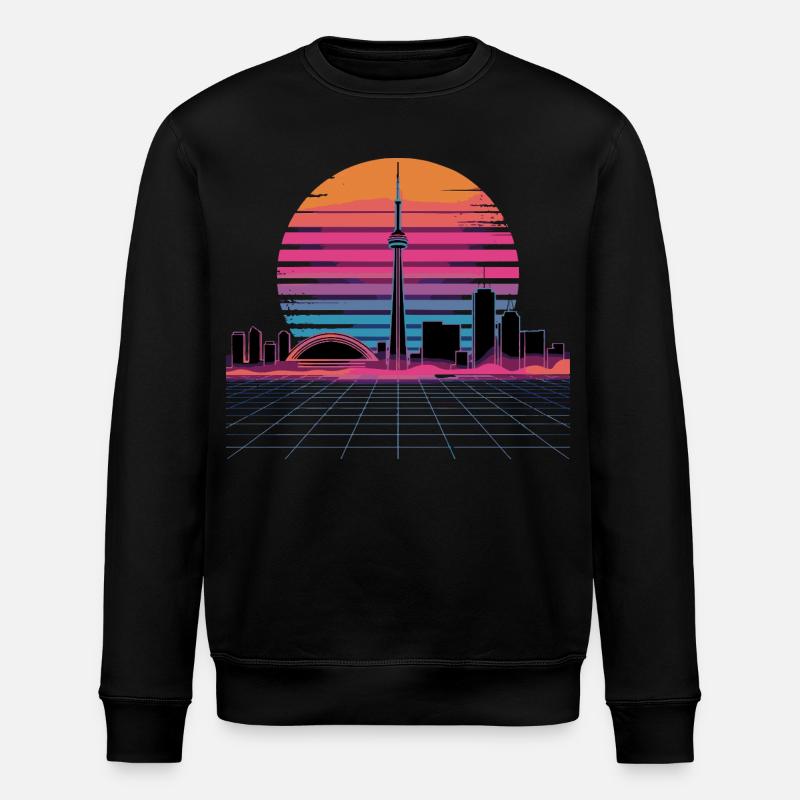 Neon Skyline Retro Sunset - Stanley/Stella ROLLER Unisex Organic Sweatshirt - black