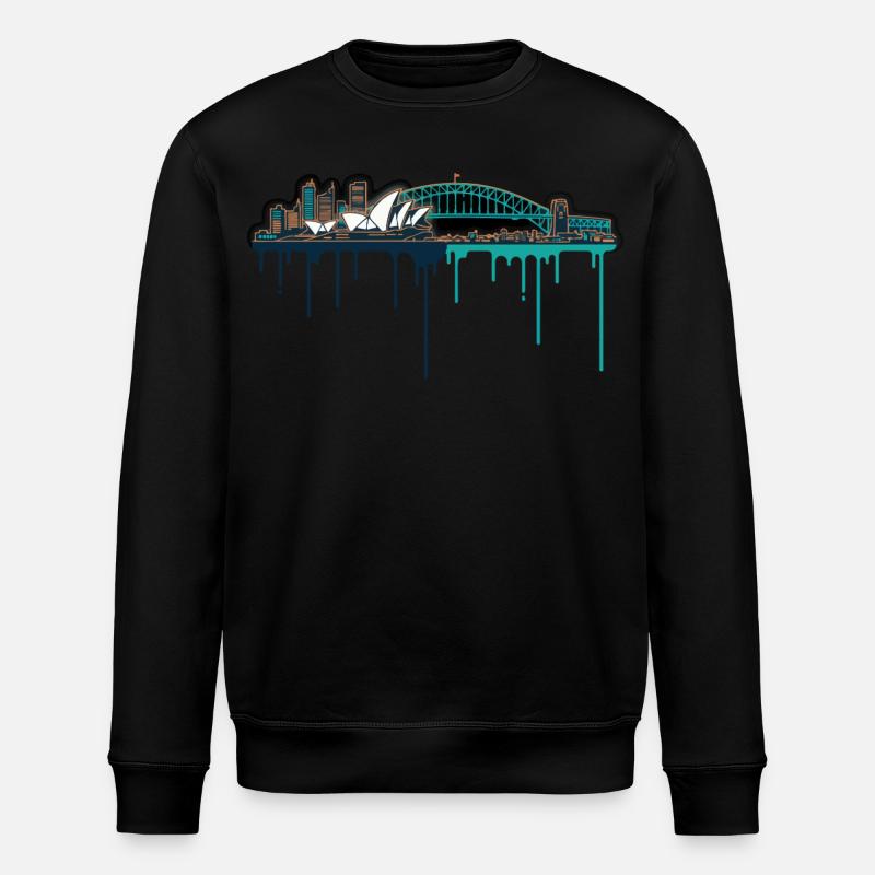 Sydney Skyline Neon-Tropfen Druck - Stanley/Stella Unisex Bio-Sweatshirt ROLLER - Schwarz