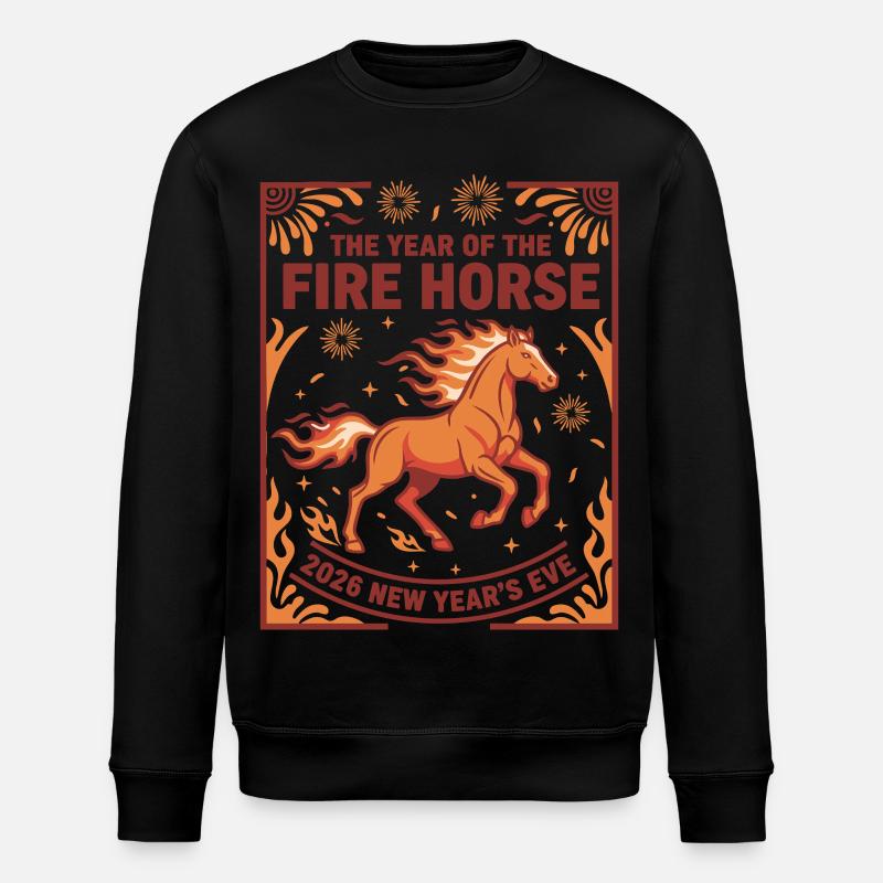 Silvester-Feuerpferde-Feierjahr 2026 - Stanley/Stella Unisex Bio-Sweatshirt ROLLER - Schwarz