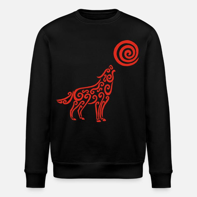 Der Wolf und der rote Mond - Stanley/Stella Unisex Bio-Sweatshirt ROLLER - Schwarz