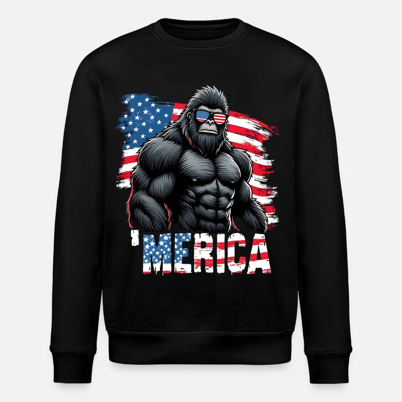 Gorille musclé avec drapeau - Sweat bio ROLLER Stanley/Stella Unisexe - noir