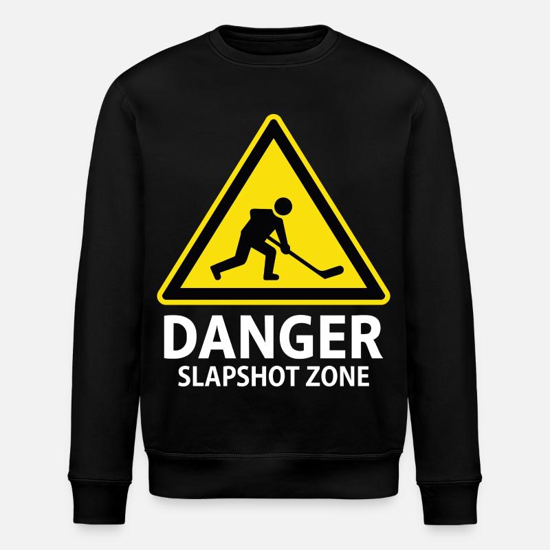 Danger Slapshot Zone Eishockey Warnschild - Stanley/Stella ROLLER Unisex Organic Sweatshirt - black