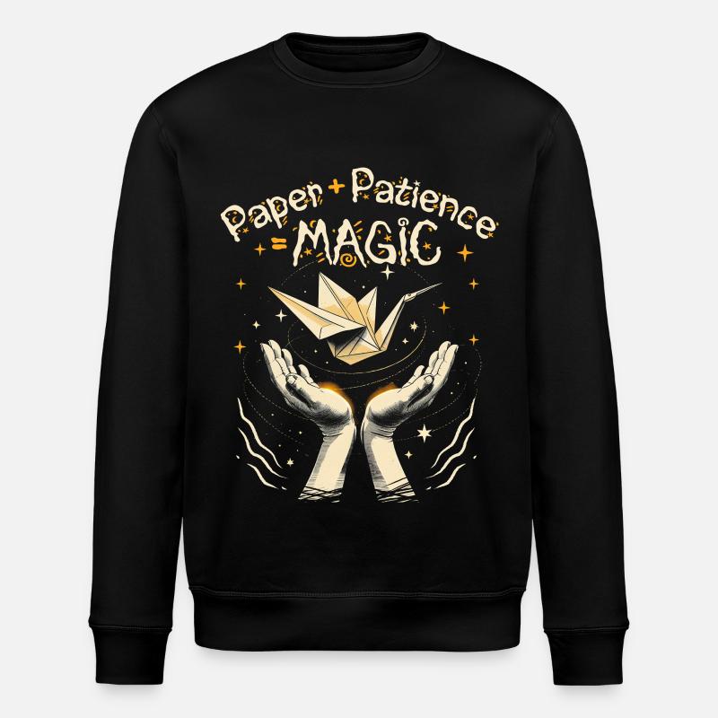 Origami Paper + Patience = Magic - Stanley/Stella Unisex Bio-Sweatshirt ROLLER - Schwarz