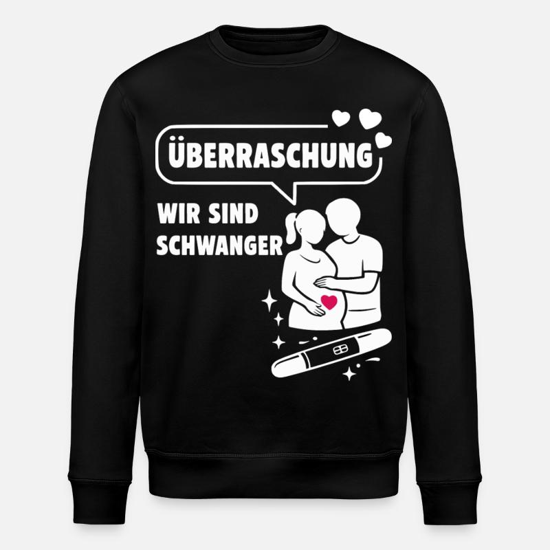 Überraschung: Wir sind schwanger - Stanley/Stella Unisex Bio-Sweatshirt ROLLER - Schwarz
