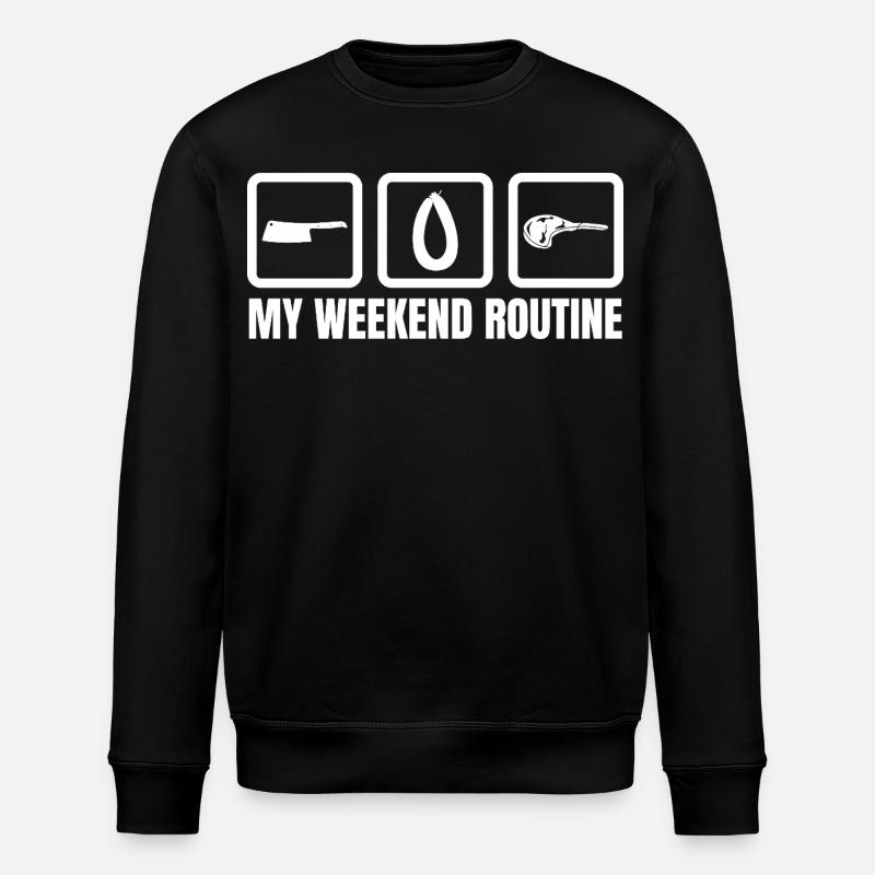 Metzger Wochenendroutine - Stanley/Stella Unisex Bio-Sweatshirt ROLLER - Schwarz