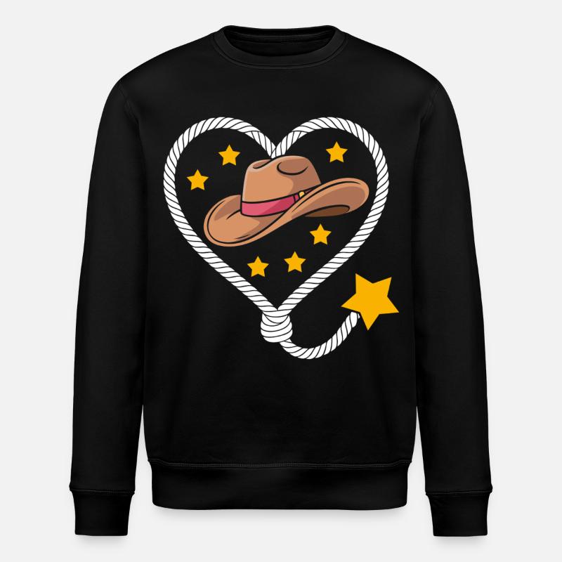 Herz Hut Sterne Western - Stanley/Stella Unisex Bio-Sweatshirt ROLLER - Schwarz