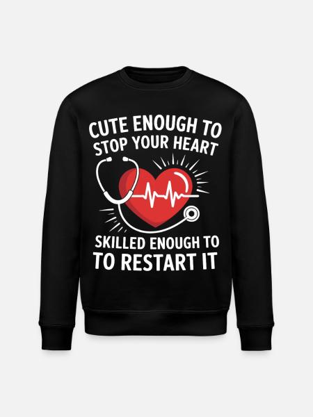 Heart restart motif with stethoscope - Stanley/Stella ROLLER Unisex Organic Sweatshirt - black