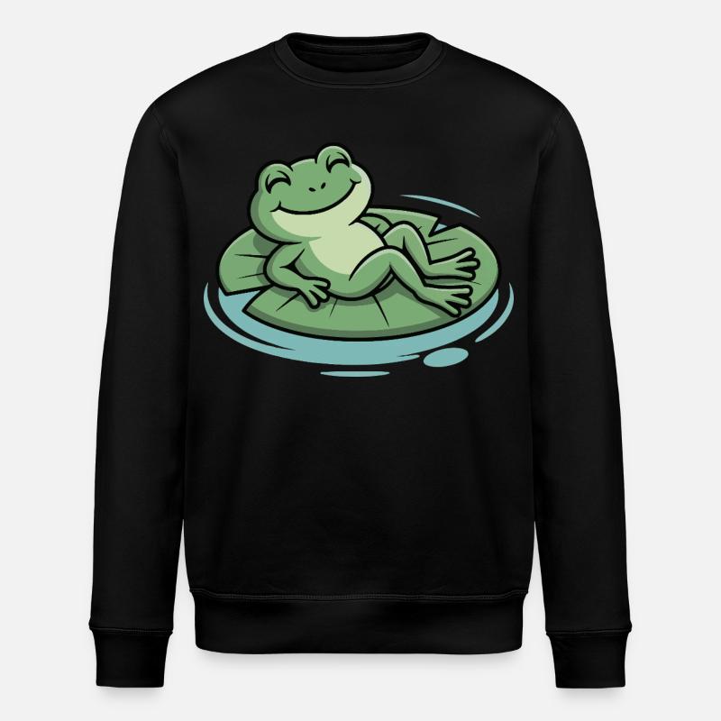 Chill frog on leaf pillow - Stanley/Stella ROLLER Unisex Organic Sweatshirt - black