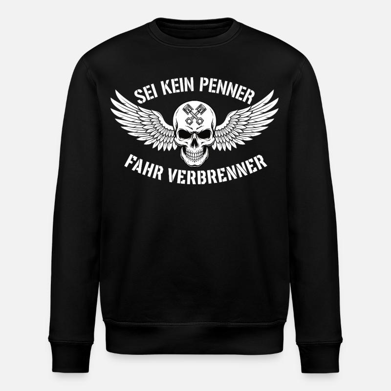 Ride Combustion Engine – Biker Skull Statement - Stanley/Stella ROLLER Unisex Organic Sweatshirt - black
