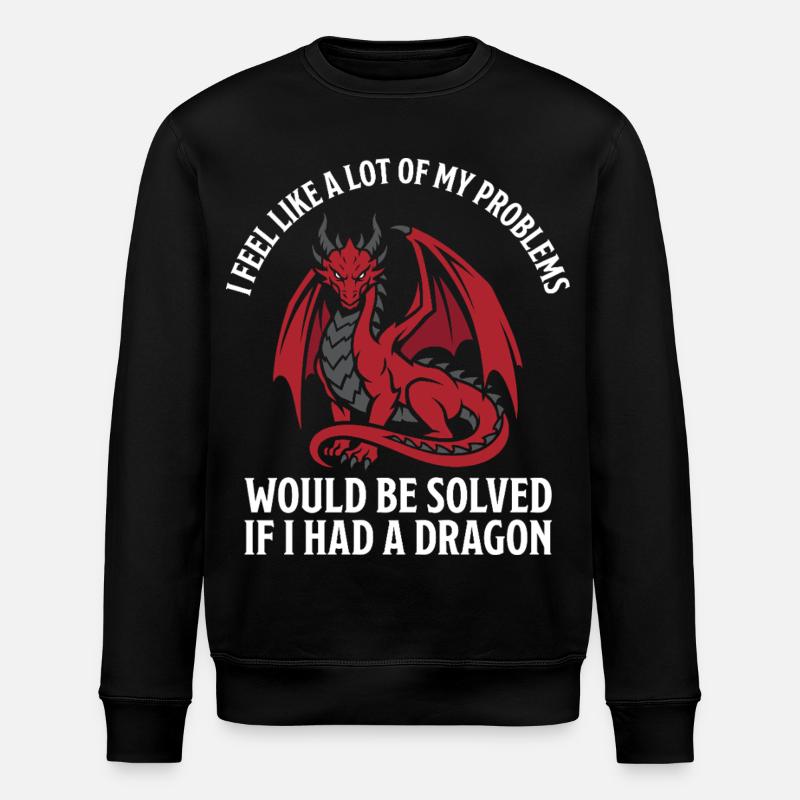 Problems Solved Dragon Lovers Fantasy - Stanley/Stella ROLLER Unisex Organic Sweatshirt - black