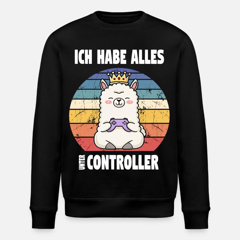 lama playing videogame - Stanley/Stella Unisex Bio-Sweatshirt ROLLER - Schwarz