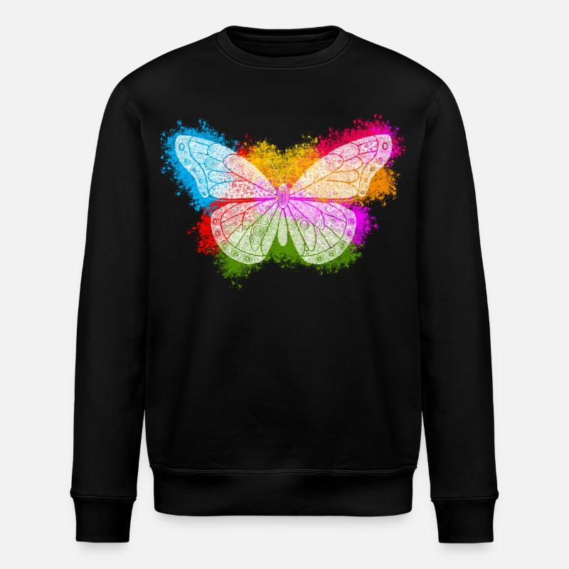 Zentangle-Schmetterling - Stanley/Stella Unisex Bio-Sweatshirt ROLLER - Schwarz