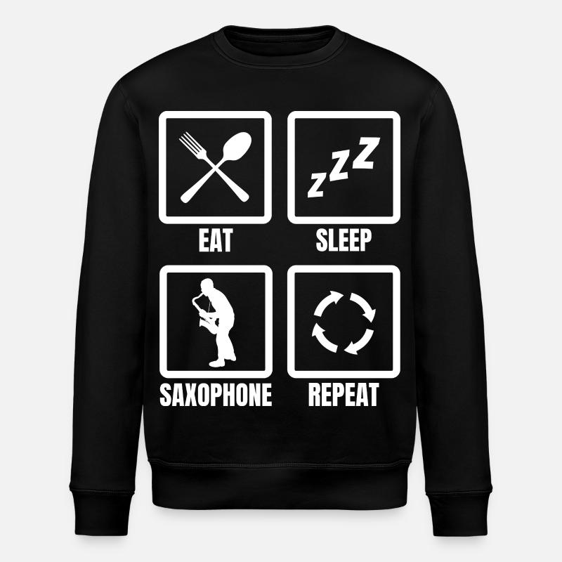 Saxophone Manger Sommeil Répéter - Sweat bio ROLLER Stanley/Stella Unisexe - noir