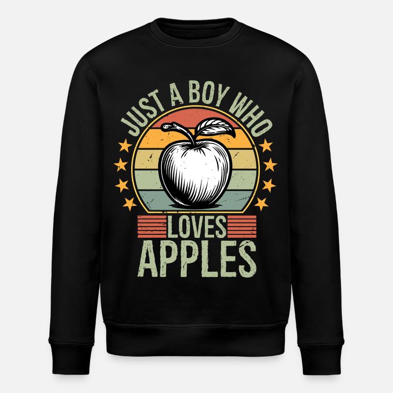 just a boy who loves apples - Stanley/Stella Unisex Bio-Sweatshirt ROLLER - Schwarz