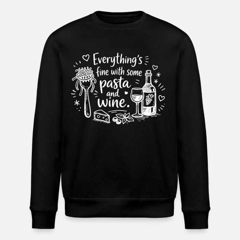 Everything’s Fine With Pasta And Wine - Stanley/Stella Unisex Bio-Sweatshirt ROLLER - Schwarz