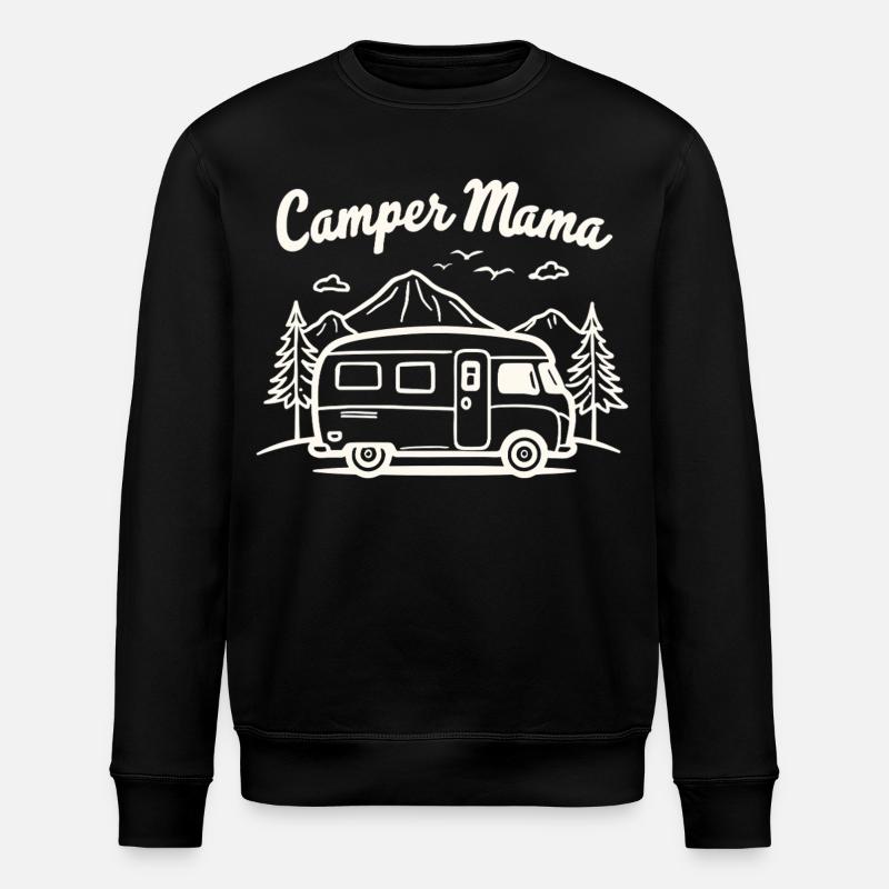 Camper Mama Abenteuer Berge Campingbus - Stanley/Stella Unisex Bio-Sweatshirt ROLLER - Schwarz