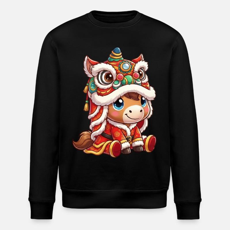 Chinesisches Neujahr Pferd 2026 - Stanley/Stella Unisex Bio-Sweatshirt ROLLER - Schwarz