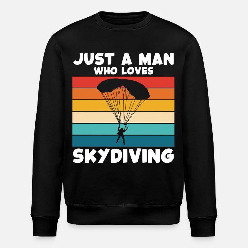 Fallschirmsport Retro Regenbogen - Stanley/Stella Unisex Bio-Sweatshirt ROLLER - Schwarz
