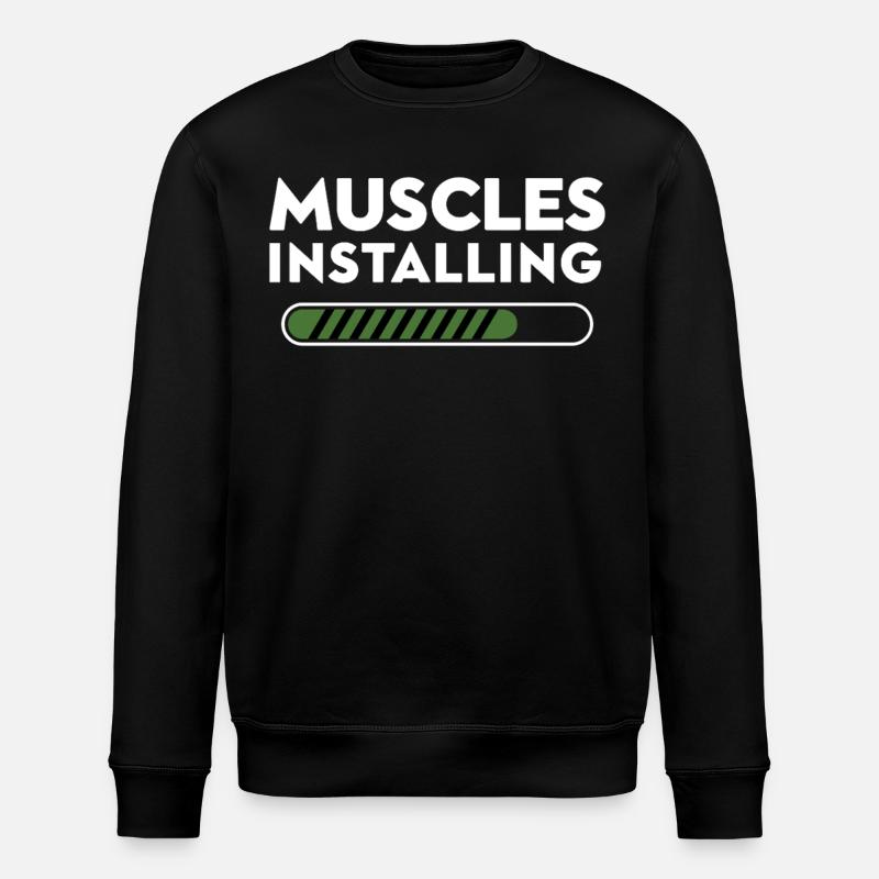 Muscles Installing Progress Graphic - Stanley/Stella ROLLER Unisex Organic Sweatshirt - black