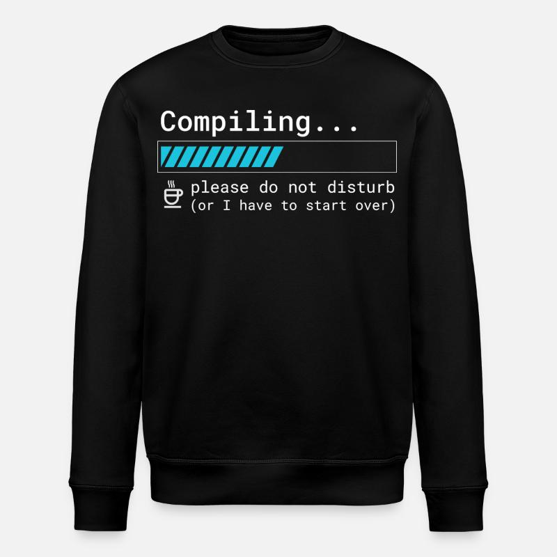 Lustiges Programmierer T-Shirt - Compiling Please  - Stanley/Stella Unisex Bio-Sweatshirt ROLLER - Schwarz