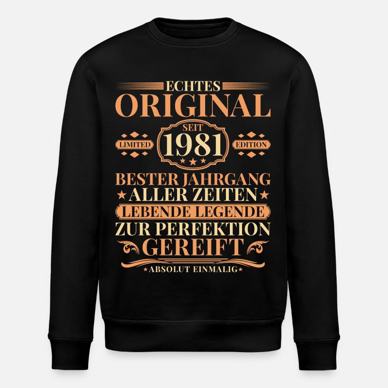 Millésime anniversaire 1981 Millésime né - Sweat bio ROLLER Stanley/Stella Unisexe - noir