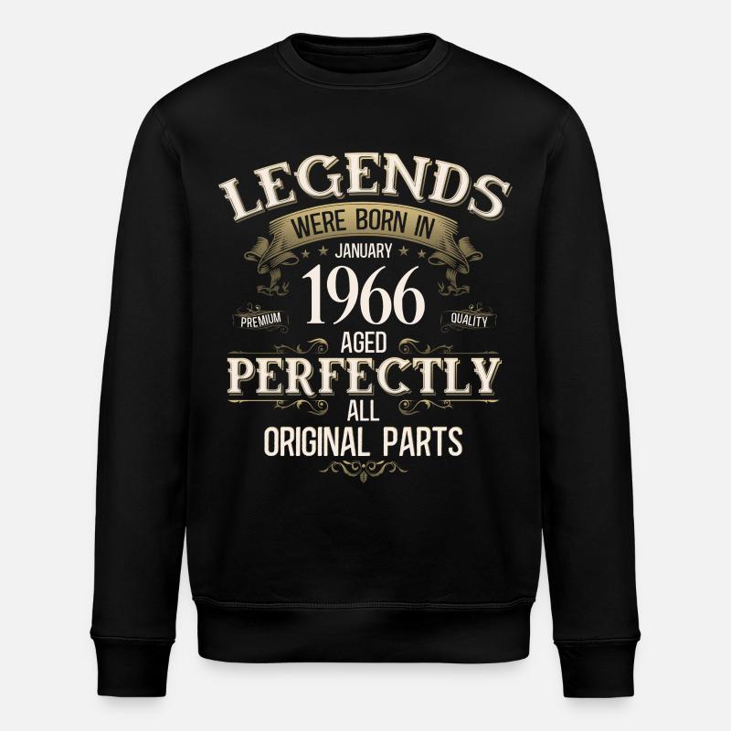 60th Birthday Legend January 1966 - Stanley/Stella ROLLER Unisex Organic Sweatshirt - black