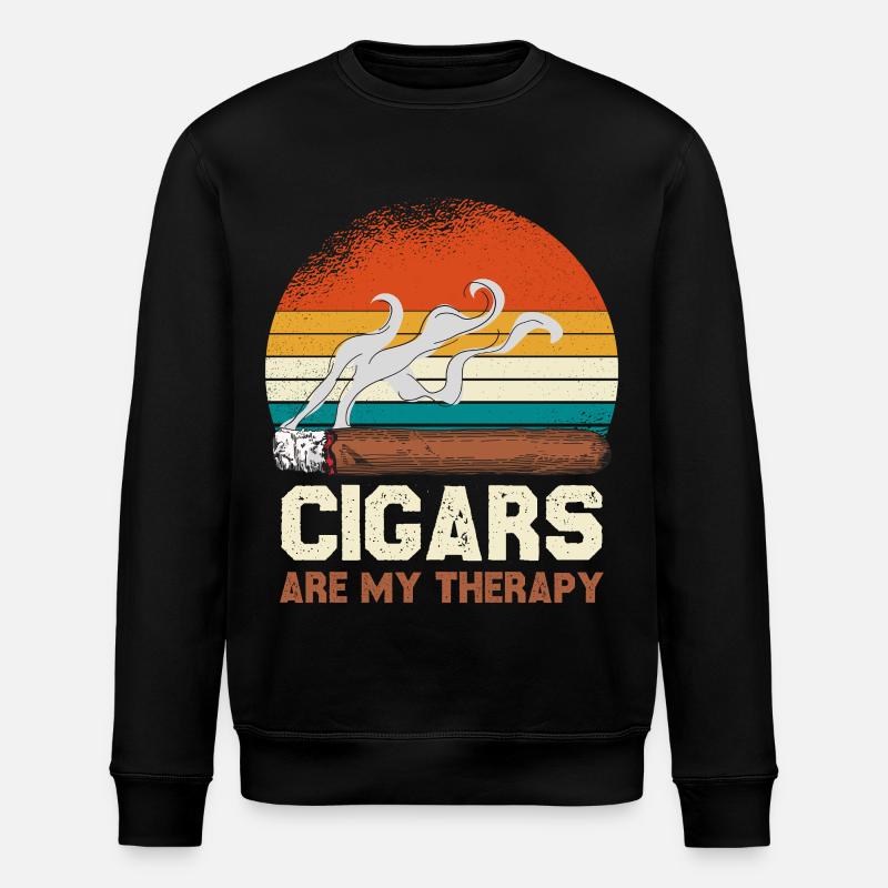Cigar Therapy Retro Sunset - Stanley/Stella ROLLER Unisex Organic Sweatshirt - black