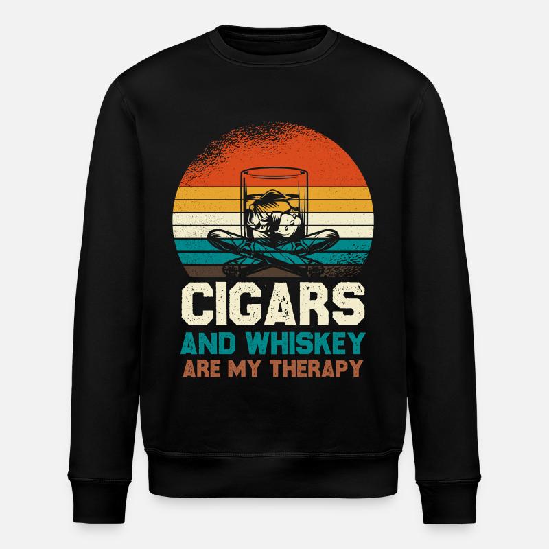 Cigars and Whiskey Therapy Retro - Stanley/Stella Unisex Bio-Sweatshirt ROLLER - Schwarz