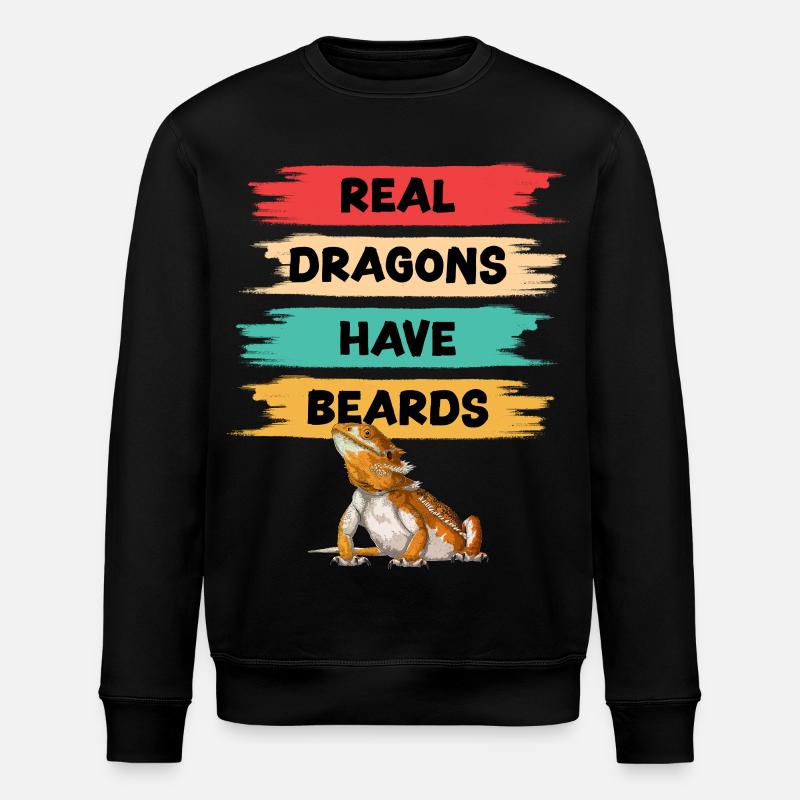 Real Dragons Have Beards - Stanley/Stella ROLLER Unisex Organic Sweatshirt - black