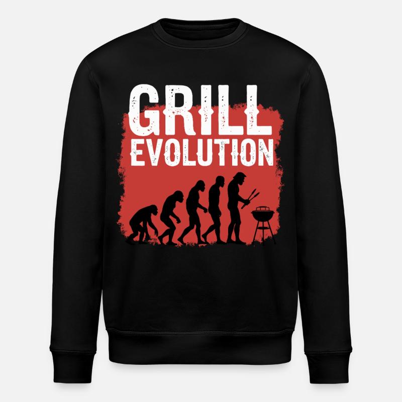 Grill Evolution Lustiger Grillmeister Spruch - Stanley/Stella Unisex Bio-Sweatshirt ROLLER - Schwarz